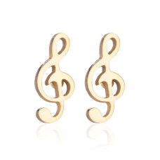 Σκουλαρίκια μικρά καρφωτά κλειδί του σολ από επιχρυσωμένο ανοξείδωτο ατσάλι