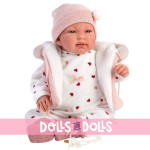 Κούκλα Llorens doll 44 cm Newborn Crying Tina with hood