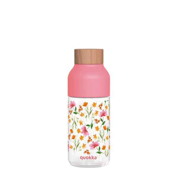 QUOKKA TRETTAN BOTTEL ICE PINK FLOWERS 570 ML