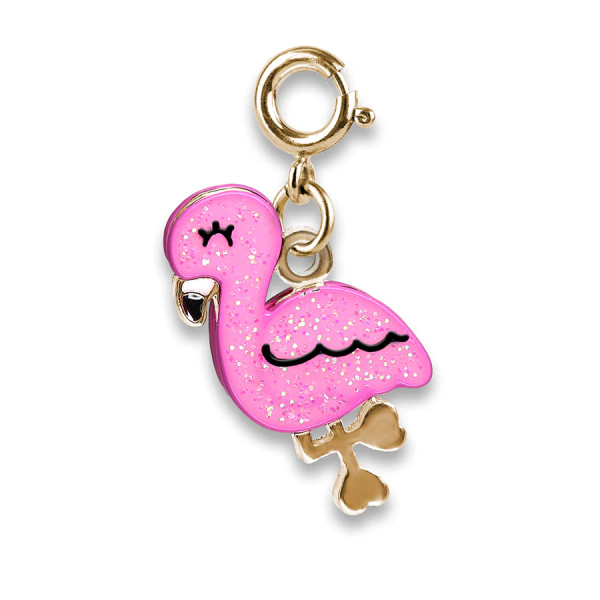 Charm It Gold Glitter Flamingo Charm