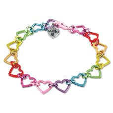 Charm It 4mm Rainbow Heart Link Bracelet