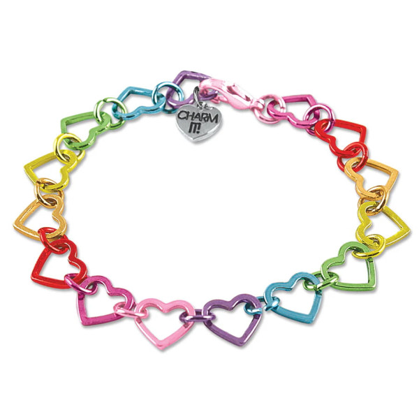 Charm It 4mm Rainbow Heart Link Bracelet