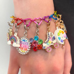 Charm It 4mm Rainbow Heart Link Bracelet