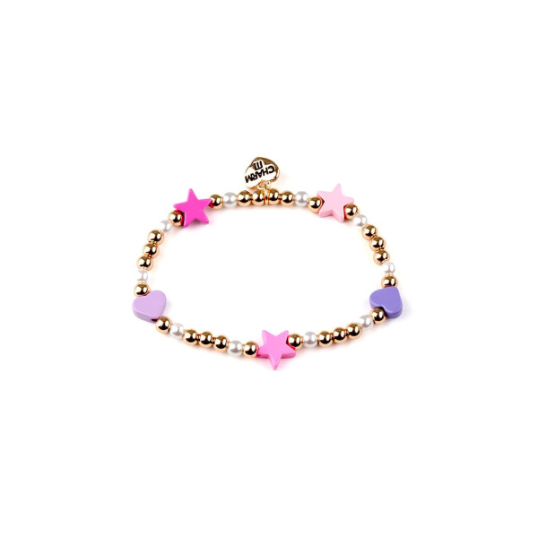 Charm It Ελαστικό Βραχιόλι με Χάντρες Καρδιά Αστέρι