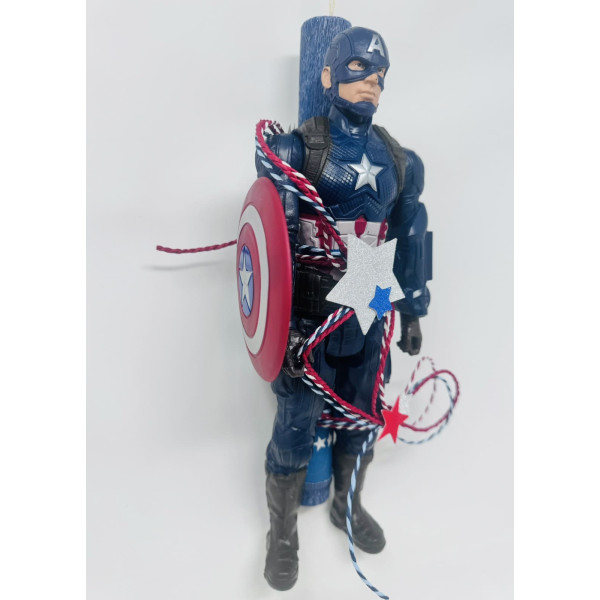 Κουκλόσπιτο Handmade λαμπάδα μεγάλη φιγούρα Captain America