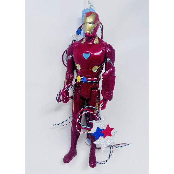 Κουκλόσπιτο Handmade λαμπάδα φιγούρα Iron man μεγάλη