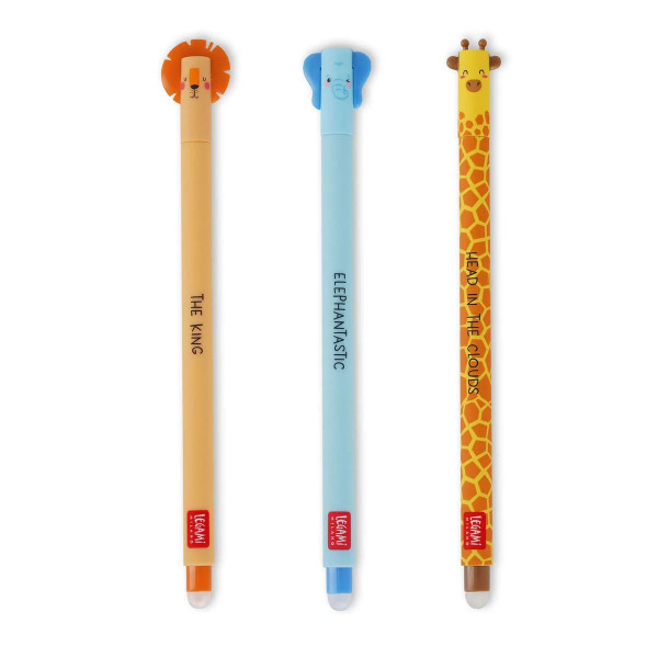 Legami Set of 3 Erasable Gel Pens Wild Savannah 